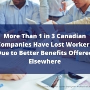Graphic showing 1 in 3 Canadian companies lost workers due to better benefits elsewhere