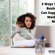 Young mom working at home with a baby - supporting working moms